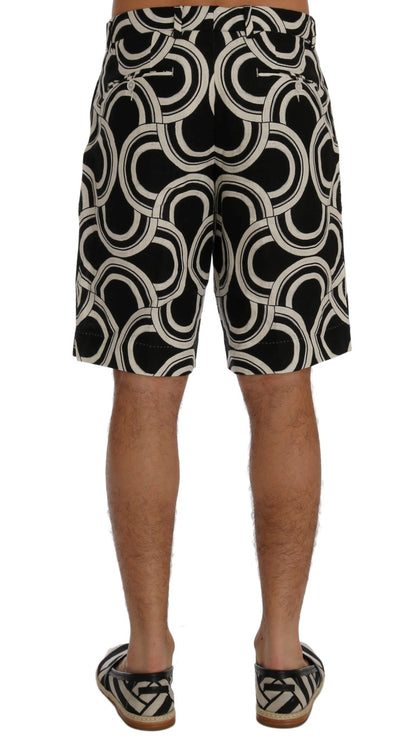 Dolce & Gabbana Chic Black & White Patterned Linen Shorts