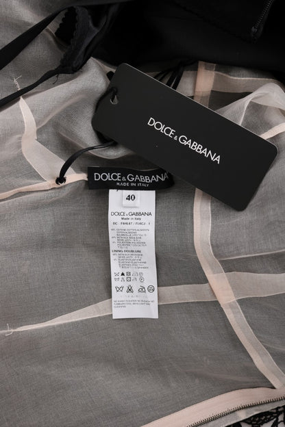 Dolce &amp; Gabbana Schwarzes langes Kleid aus Baumwollseide mit Blumenmuster