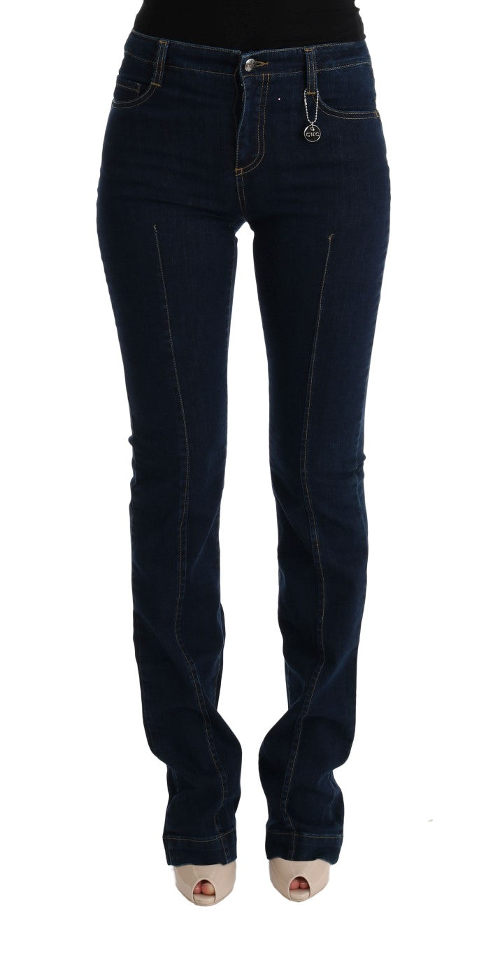 Costume National Chic Flared Cotton Jeans in Blue