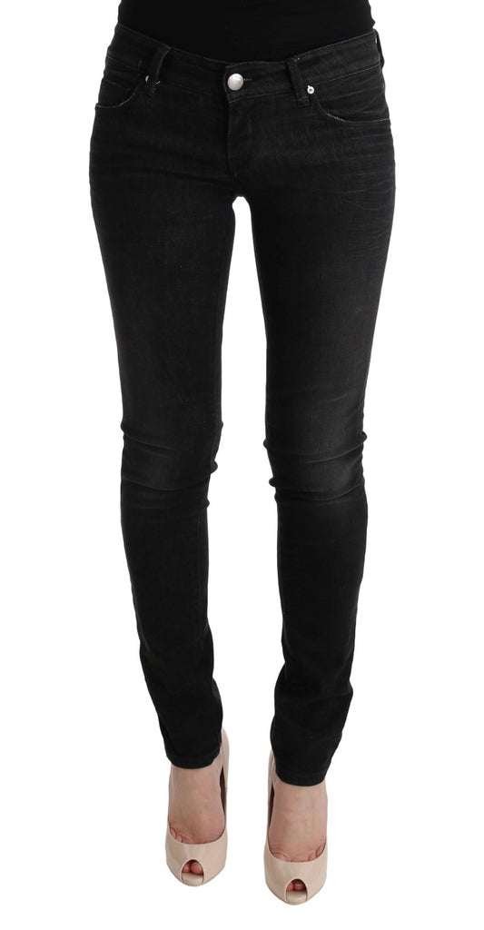 Acht Black Denim Cotton Bottoms Slim Fit Jeans