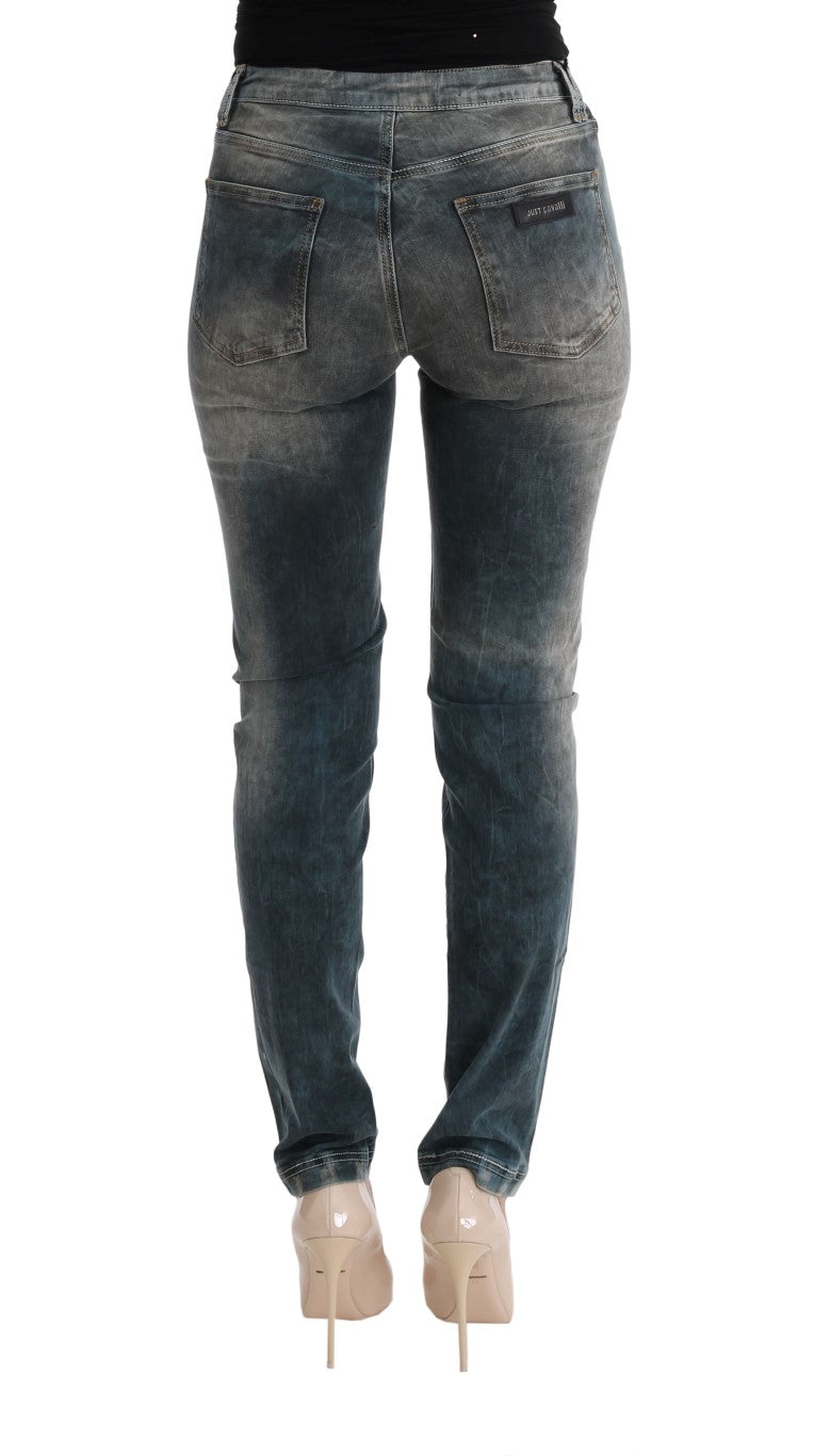 Cavalli Blue Wash Cotton Blend Slim Fit 청바지