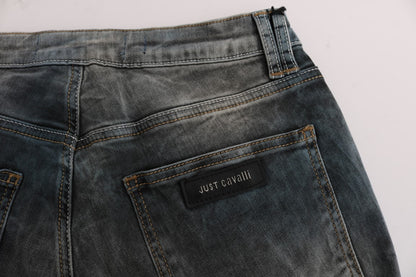 Cavalli Blue Wash Cotton Blend Slim Fit 청바지