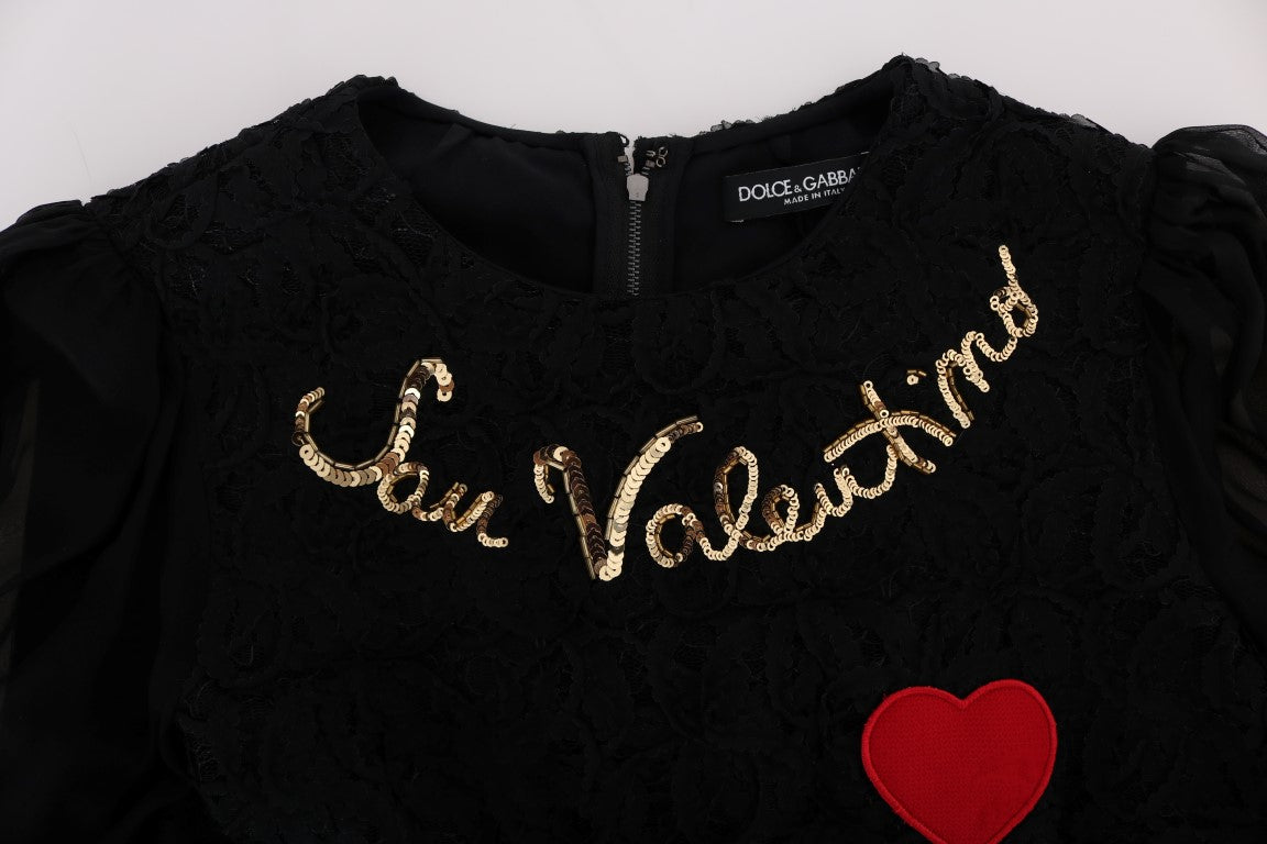 Schwarzes San Valentino-Etuikleid mit Pailletten von Dolce &amp; Gabbana