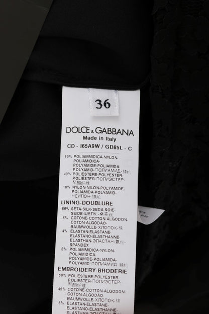 Dolce & Gabbana Black Lace Red Heart Shift Dress