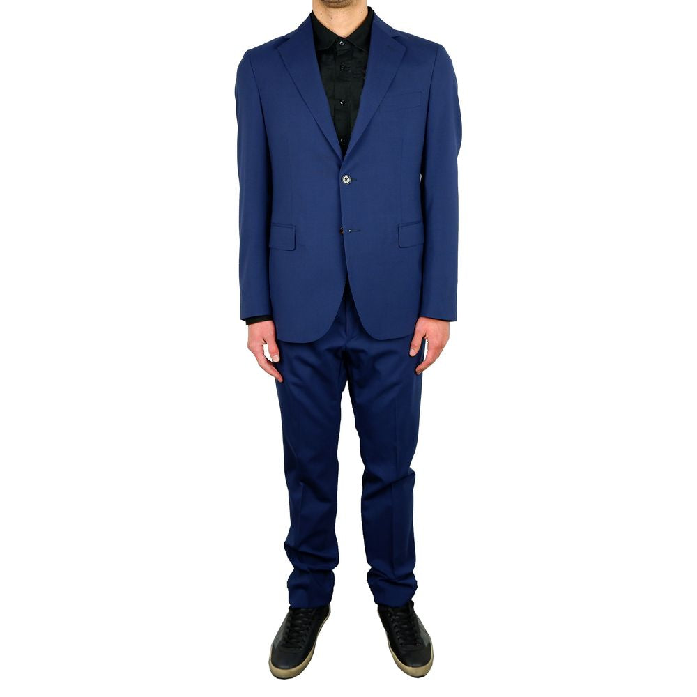 Aquascutum Elegant Blue Wool Blend Two-Piece Suit