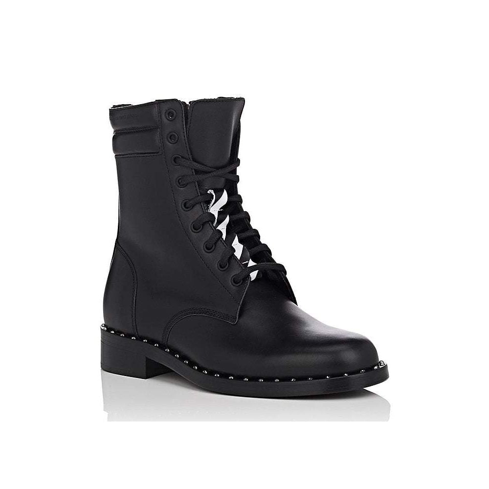 Off-White Studded Calfskin Lace-Up Ankle Boots