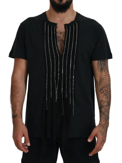 Dsquared² Black Chain Embellished Cotton Short Sleeve T-shirt