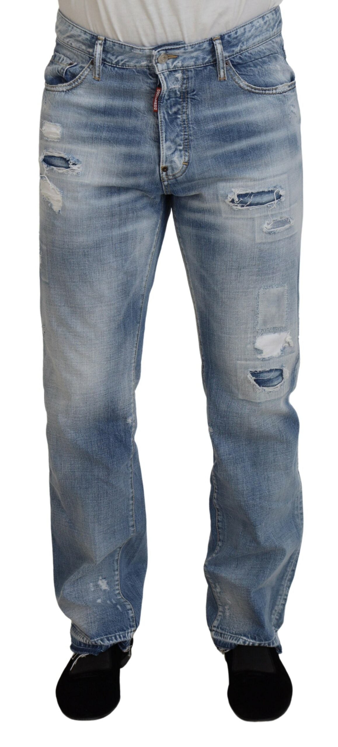 Dsquared² Blue Washed Straight Fit Men Casual Denim Jeans