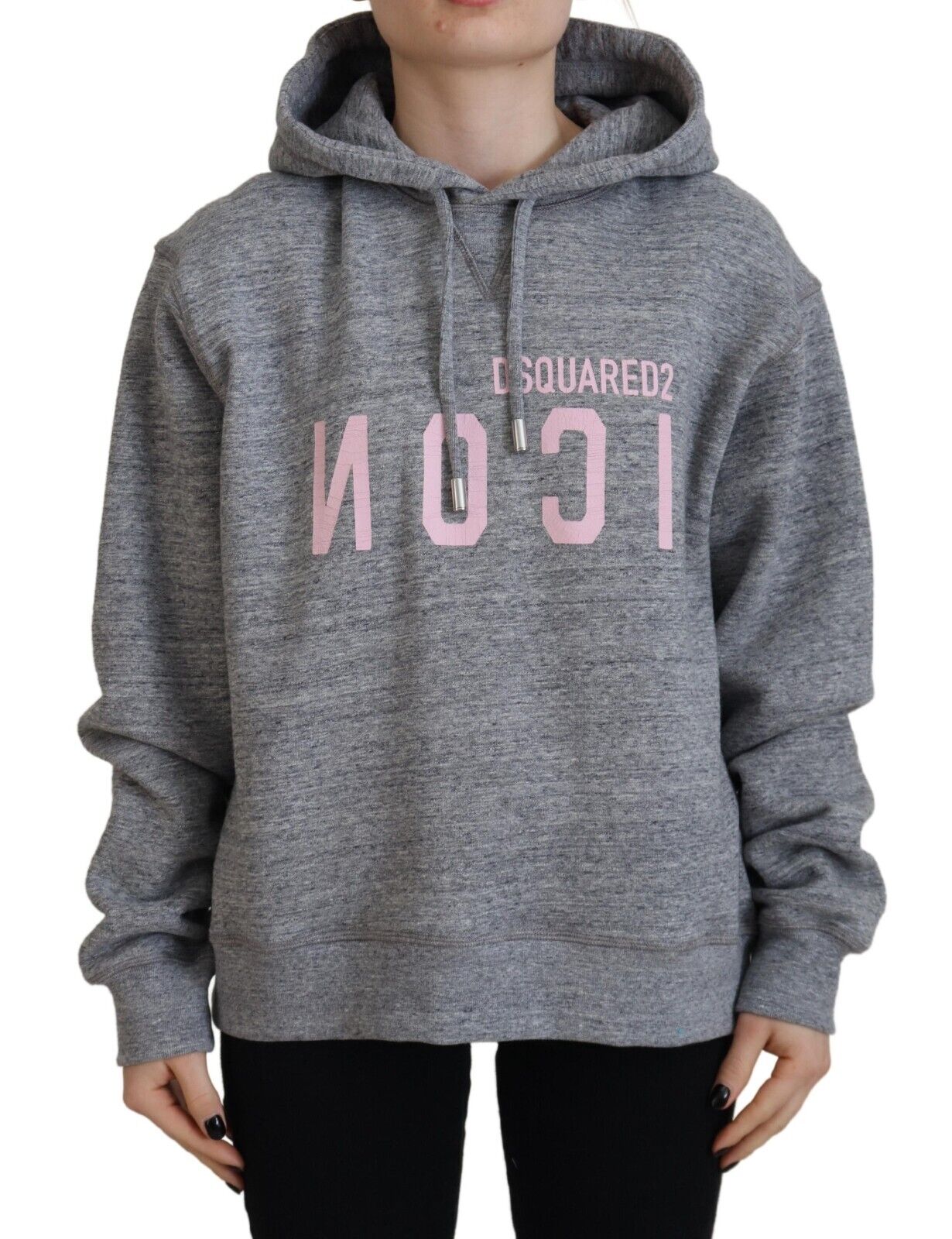 Dsquared² Gray Logo Printed Hooded Women Long Sleeve Sweater