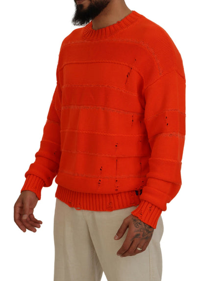 Dsquared² Orange Cotton Long Sleeves Men Pullover Sweater