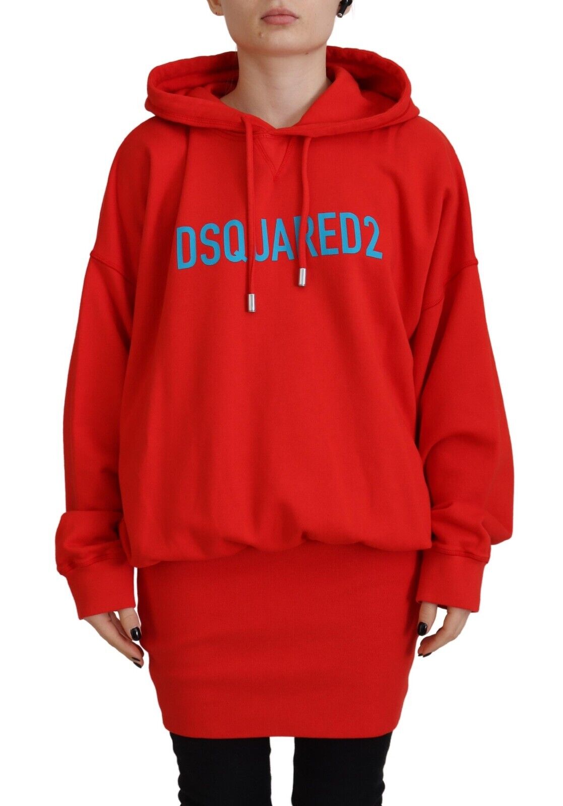 Dsquared² Red Logo Print Cotton Hoodie Sweatshirt Sweater