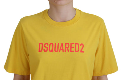 Dsquared² Yellow Logo Print Cotton Crewneck Easy Tee T-shirt