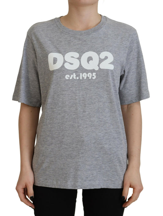 Dsquared² Gray Logo Cotton Crewneck Short Sleeve Tee T-shirt