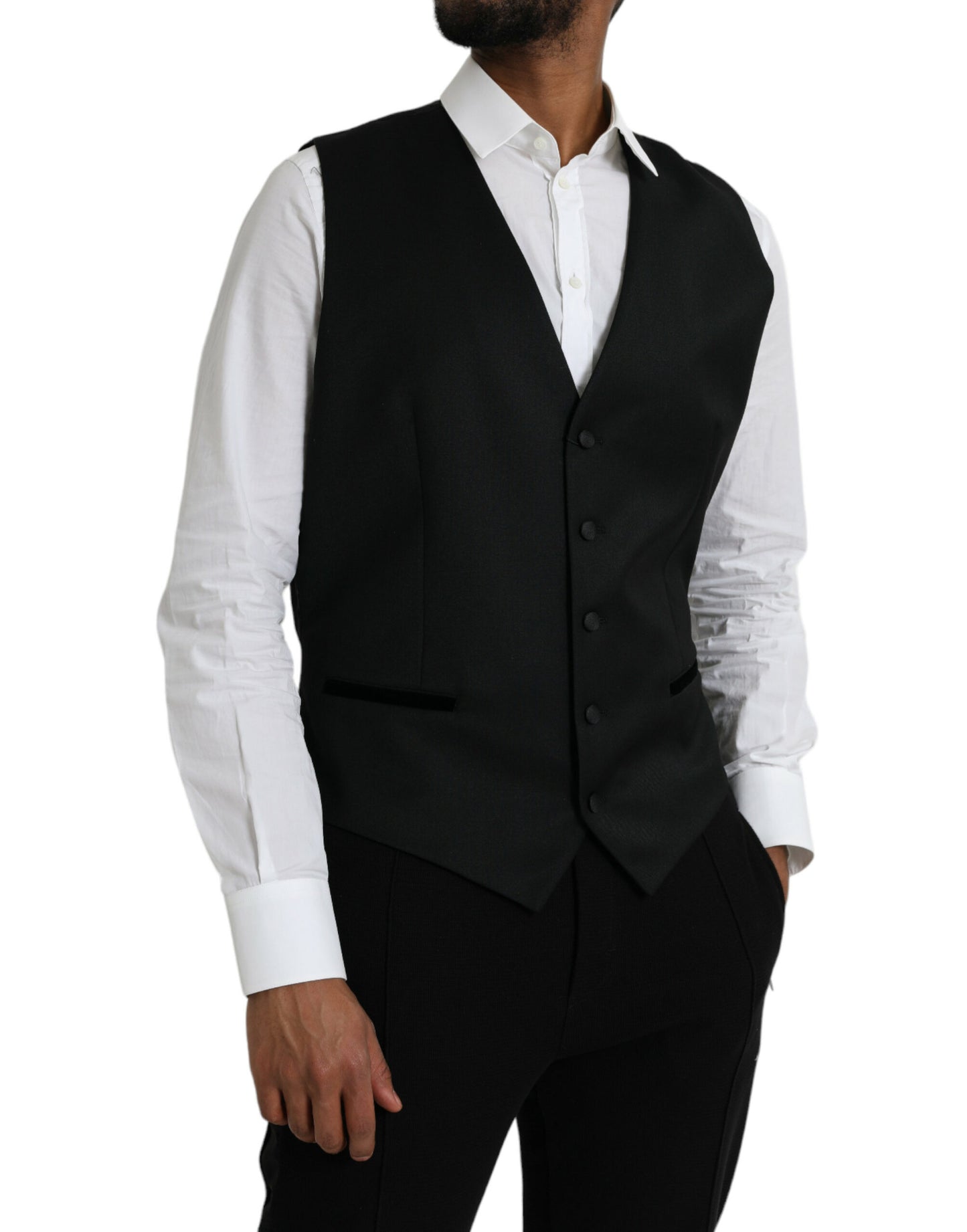 Dolce & Gabbana Black Silk Waistcoat Dress Formal Vest