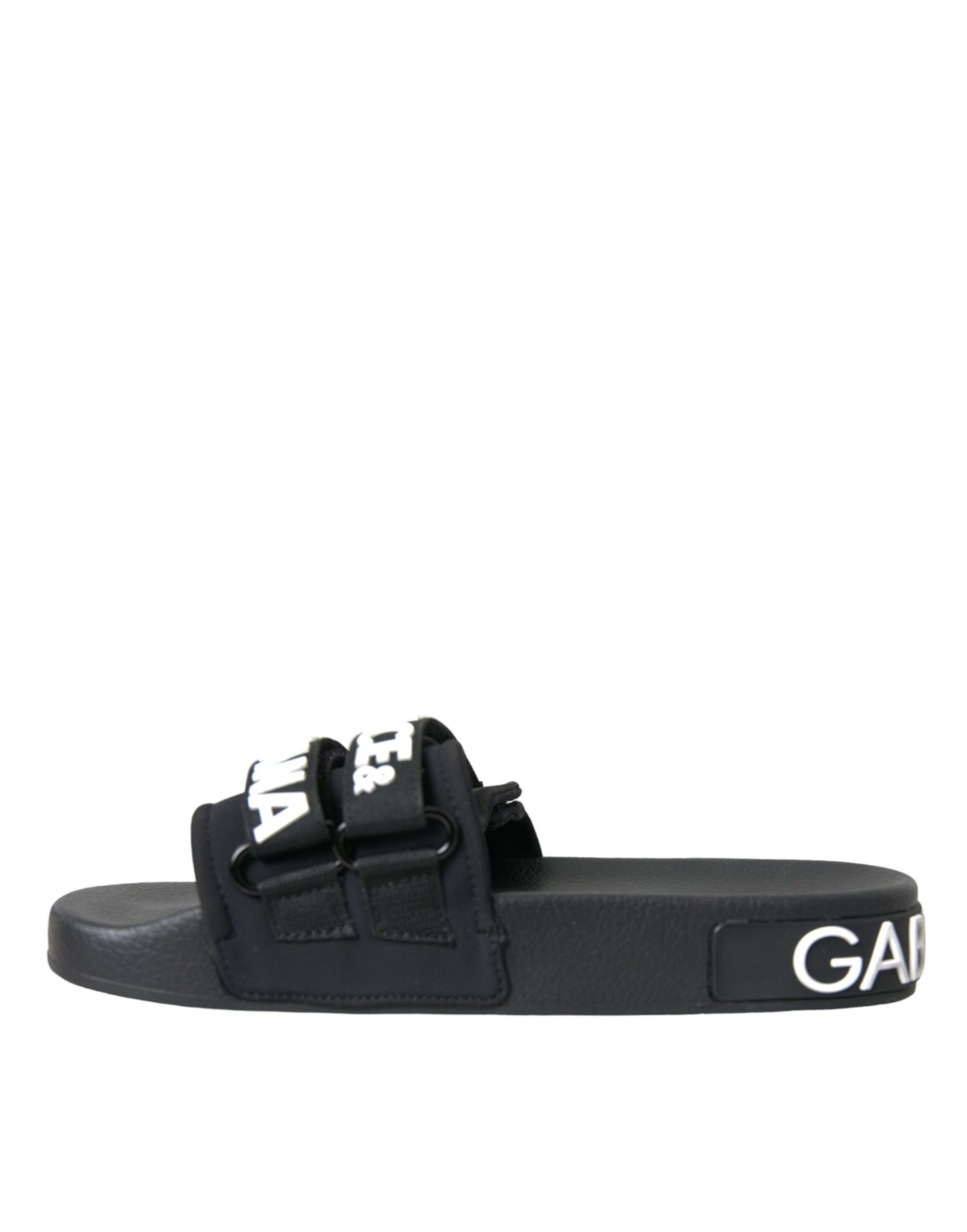 Dolce & Gabbana Black Neoprene Slides Flats Beachwear Shoes