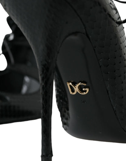 Dolce & Gabbana Black Python Leather Mary Jane Pumps Shoes