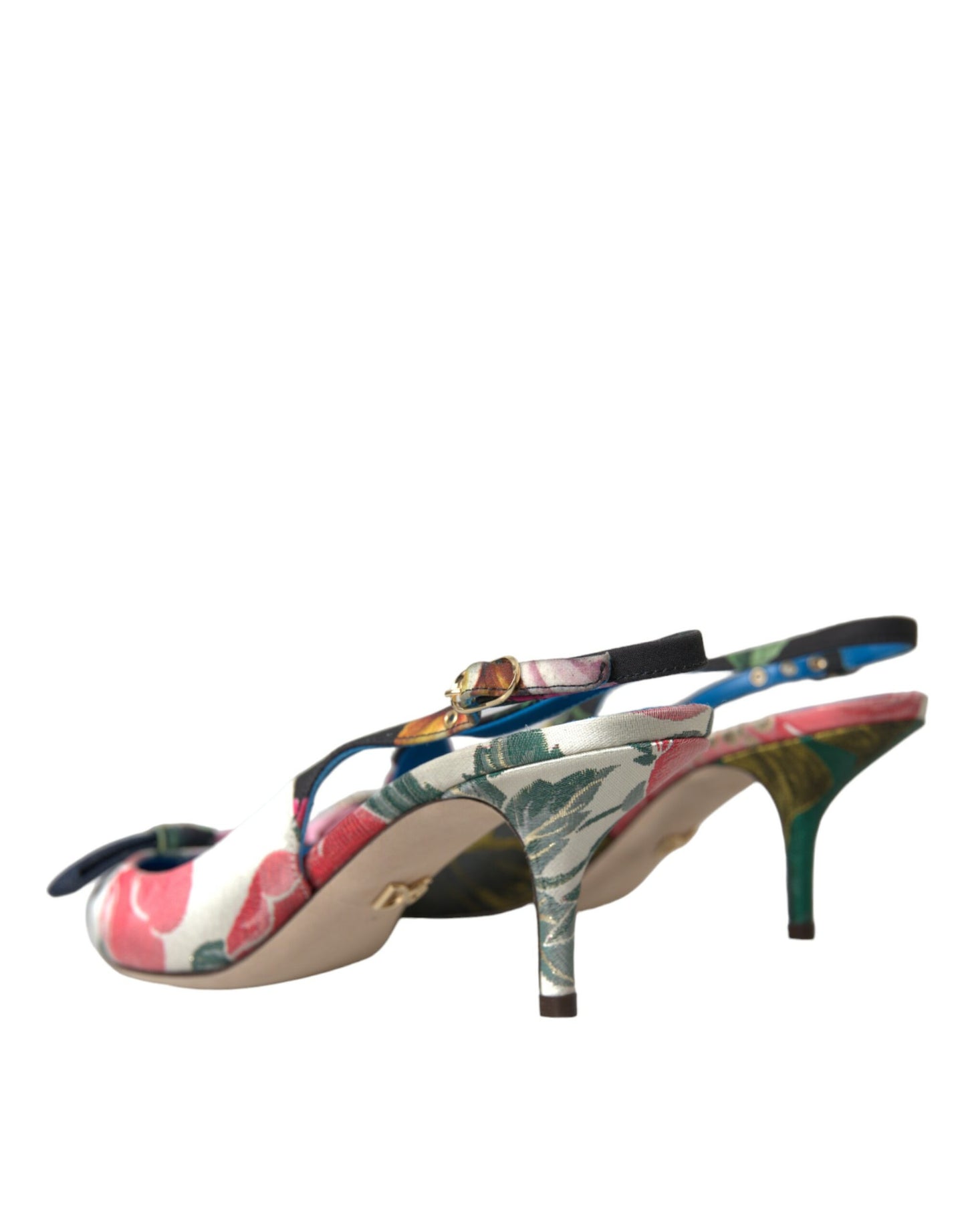 Dolce & Gabbana Multicolor Floral Patchwork Slingbacks Shoes