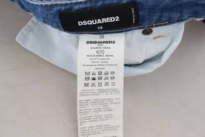 Dsquared² Blue Cotton Low Waist Cropped Cool Girl Denim Jeans