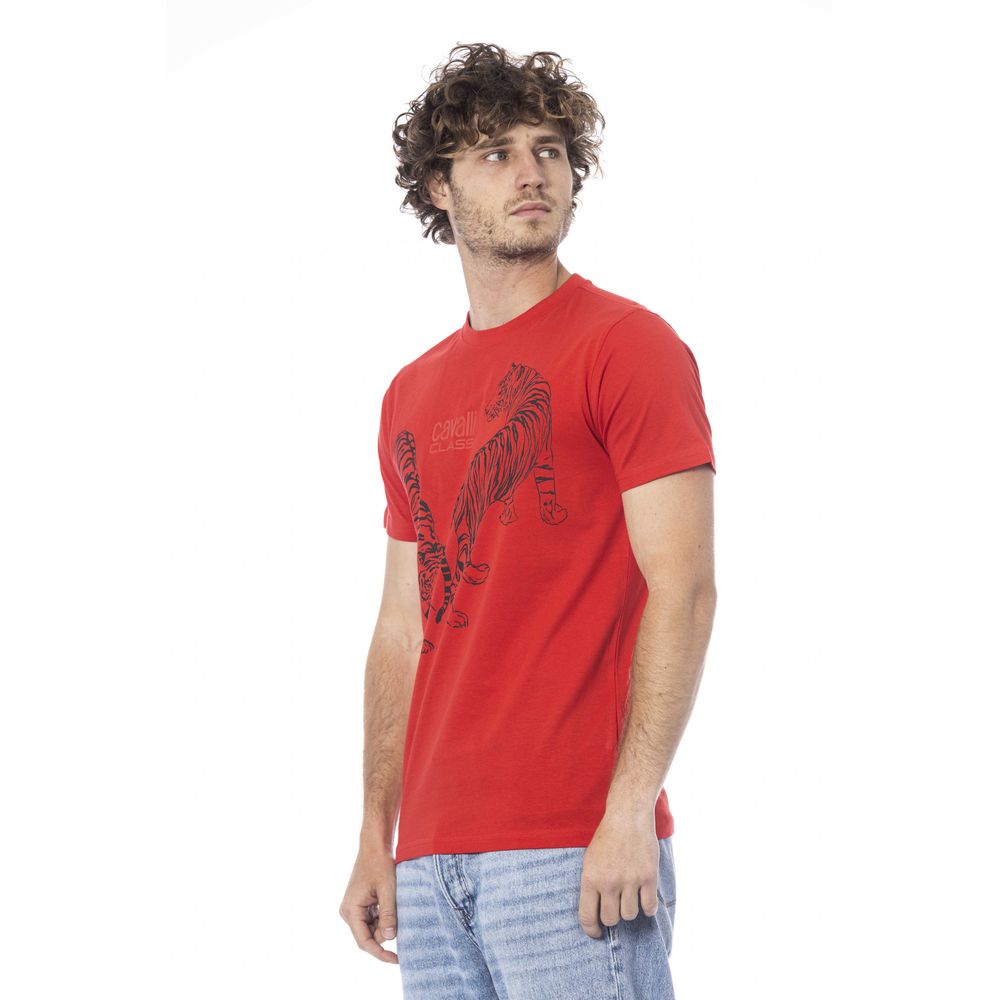 Cavalli Class Red Cotton Men T-Shirt