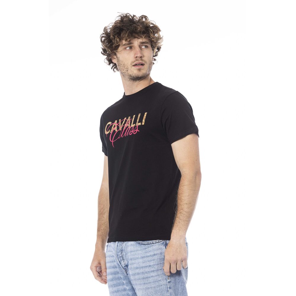 Cavalli Class Black Cotton Men T-Shirt