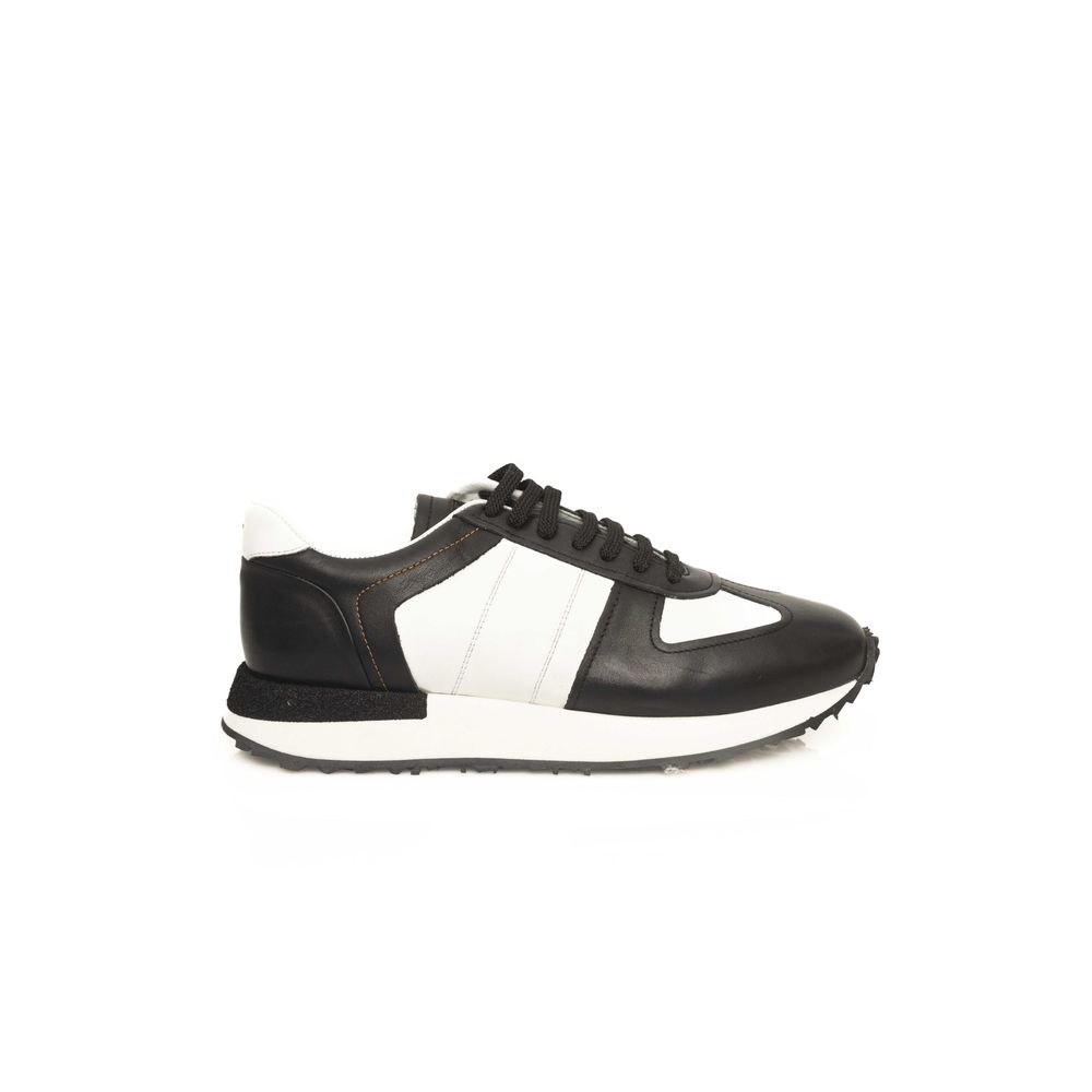 Cerruti 1881 Black Calf Leather Men Sneaker