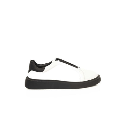 Cerruti 1881 White Calf Leather Men Sneaker