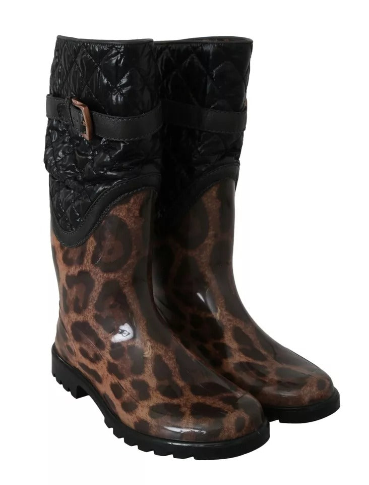 Dolce & Gabbana Black Brown Leopard Booties Boots Shoes