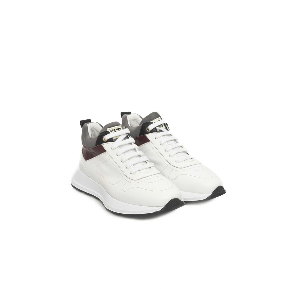 Cerruti 1881 White Leather Women Platform Sneaker