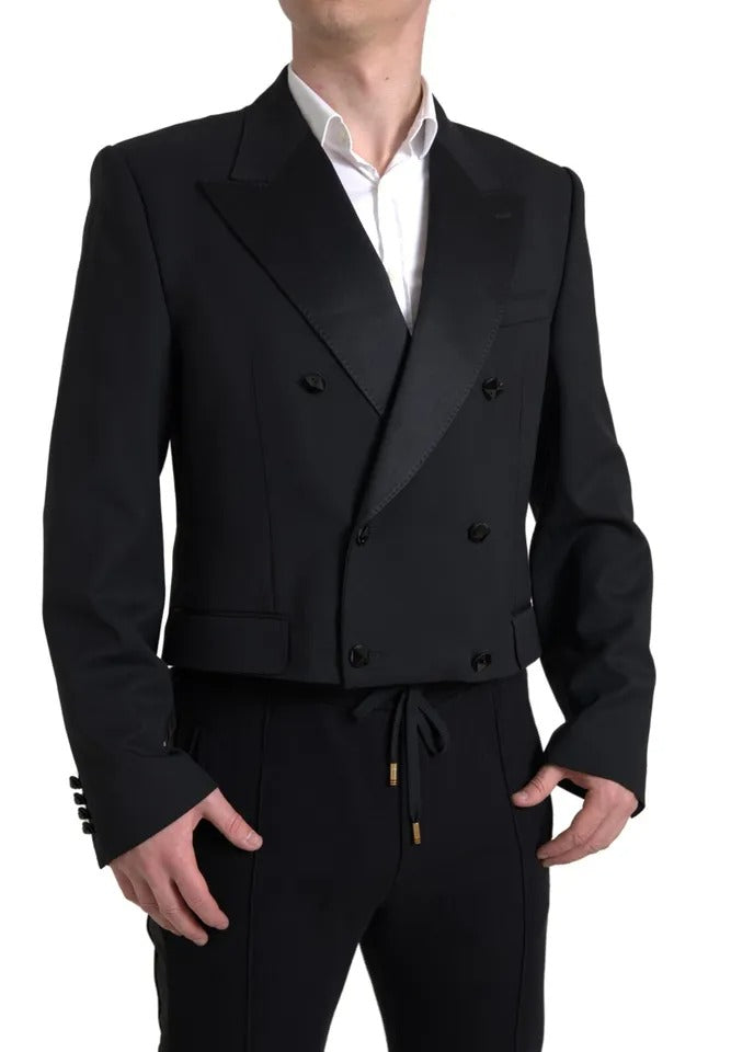 Dolce & Gabbana Black Double Breasted Cropped Blazer SICILIA