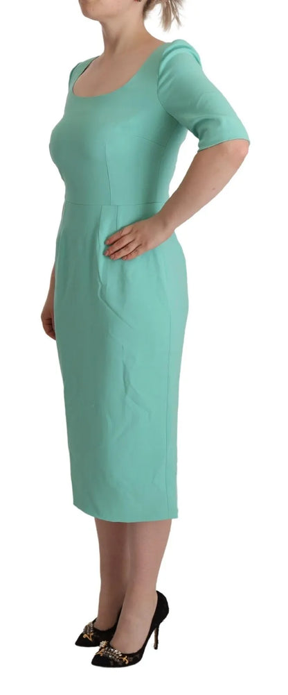 Dolce & Gabbana Mint Green Sheath Square Neckline Midi Dress