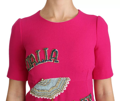 Dolce & Gabbana Pink Italia Forever Crystal Sheath Dress