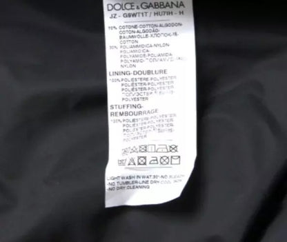 Dolce & Gabbana Black Cotton Hooded Logo Bomber Jacket