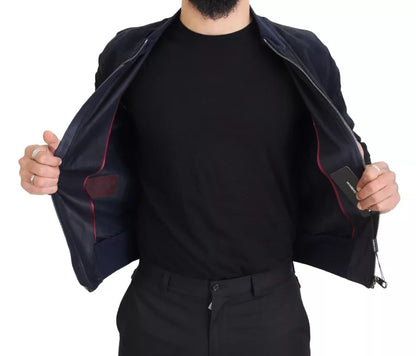 Dolce & Gabbana Dark Blue Suede Lambskin Blouson Jacket