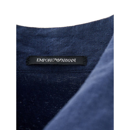 Emporio Armani Elegant Blue Linen Men's Jacket