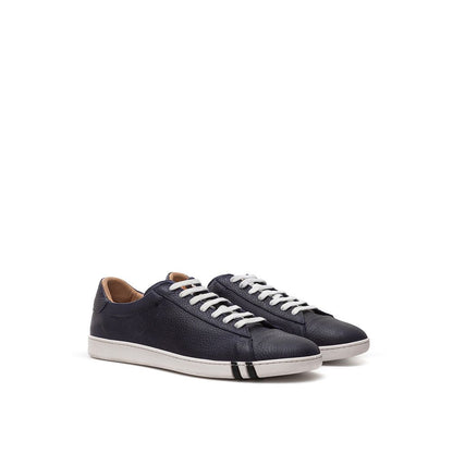 Bally Elegant Blue Leather Sneakers For Men