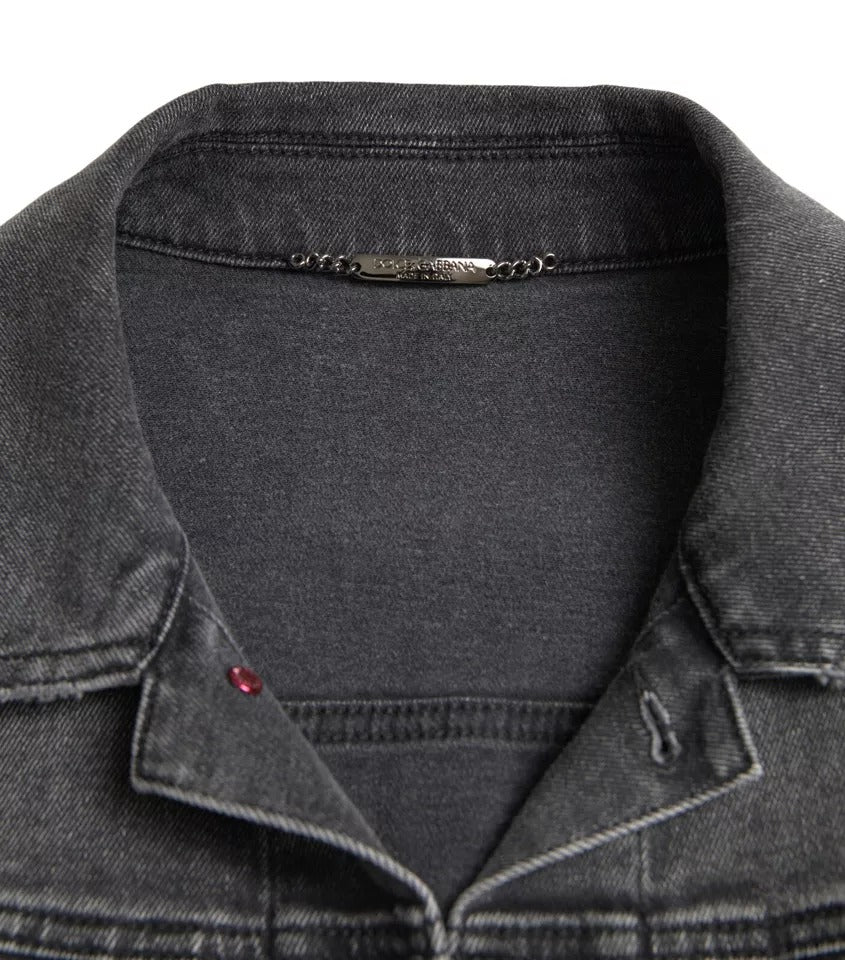 Dolce & Gabbana Gray Washed Cotton Stretch Denim Men Jacket