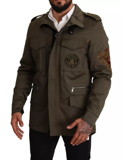 Dolce & Gabbana Green Cotton DG Love Blouson Coat Jacket