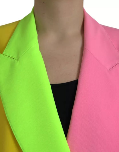 Dolce & Gabbana Multicolor Patchwork Peak Lapel Coat Jacket