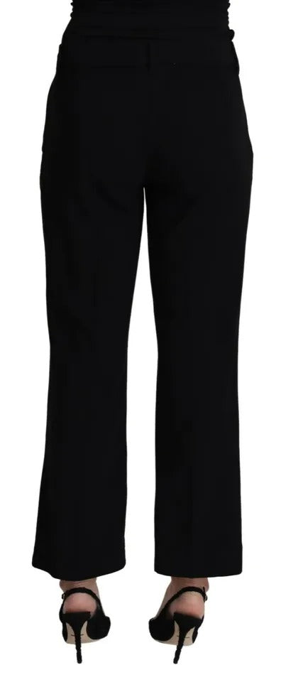 Dolce & Gabbana Black Wool Stretch Cropped Capri Trouser Pants