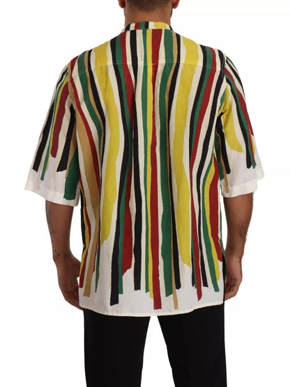 Dolce & Gabbana Multicolor Striped Linen Cotton Shirt