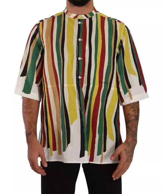 Dolce & Gabbana Multicolor Striped Linen Cotton Shirt