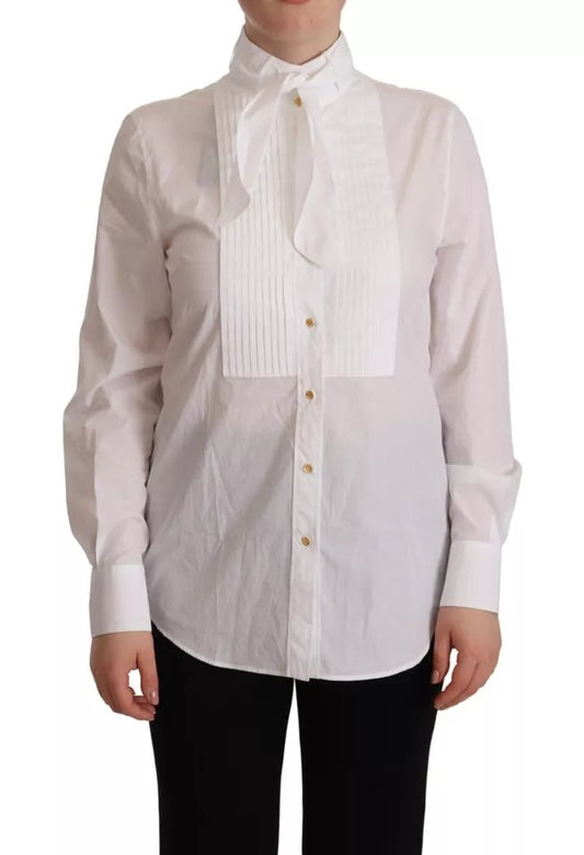 Dolce & Gabbana White Cotton Collared Long Sleeves Formal Shirt Top