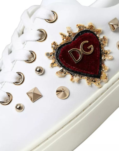 Dolce & Gabbana White Portofino Sacred Heart Sneakers Women Shoes