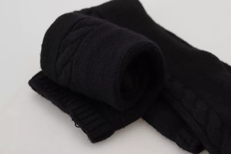 Dolce & Gabbana Black Wool Knit Calf Long Women Accessory Socks