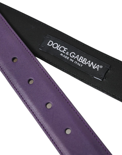 Dolce & Gabbana Purple Leather Gold Metal Buckle Belt Men