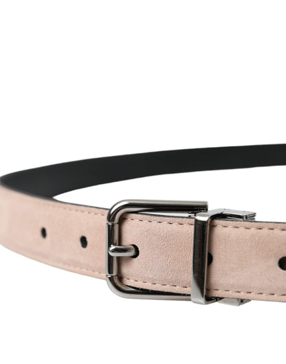 Dolce & Gabbana Beige Suede Leather Silver Buckle Belt Men