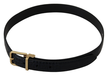 Dolce & Gabbana Black Exotic Leather Gold Metal Buckle Belt