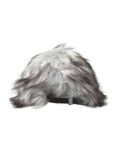 Dolce & Gabbana Black White Faux Fur Baseball Hat Men