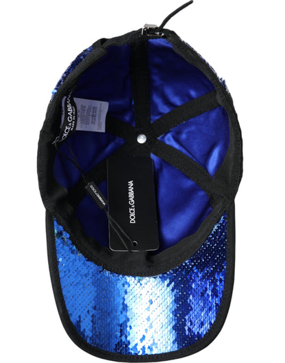 Dolce & Gabbana Royal Blue Sequin Baseball Hat Men