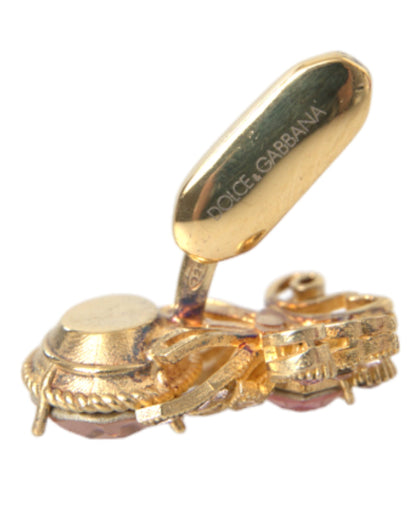 Dolce & Gabbana Gold Tone 925 Sterling Silver Crystal Cufflink